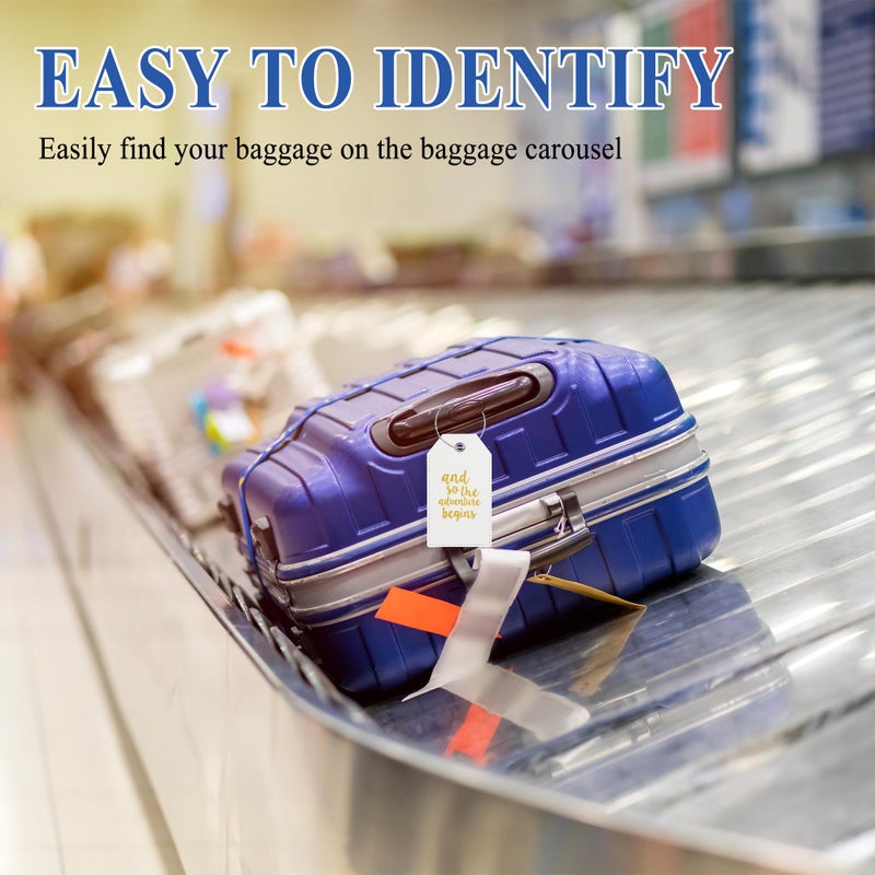 Casmonal Luggage Tag & Initial Baggage Tags for Suitcases Leather Bag Tags for Backpacks Handbag School Instrument with Name ID Label Travel Essentials, Unique Fun Navy White Personalized Luggage Tags 2 Pack - Image 2